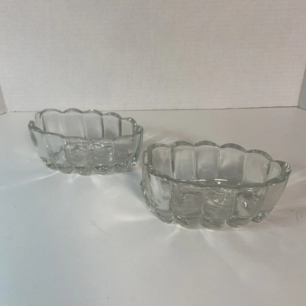 Set of 2 Vintage #438 Princess House Pressed Glass Utensil Spoon Rest Holder NIB